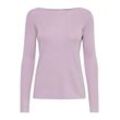 Strickpullover PULZ JEANS "Strickpullover PZSara", Damen, Gr. L, lila (lavender frost melange), Feinstrick, Obermaterial: 80% Viskose LENZINGu00bf ECOVEROu00bf CV LenzEcov. 20% Polyester PES., meliert, casual, hüftlang, Rundhals, Pullover