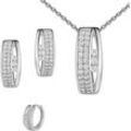 Ohrring und Ketten Set FIRETTI "Multipack Schmuck Geschenk Silber 925 Creolen Halskette mit Anhänger" Schmuck-Sets silberfarben (silberfarben, kristallweiß, kristallweiß) Damen Made in Germany - mit Zirkonia (synth.)