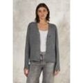 Cardigan CECIL Gr. L (42), flint grau melange Damen Strickjacken mit V-Ausschnitt