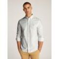 Langarmhemd TOMMY JEANS "TJM REG OXFORD SHIRT EXT", Herren, Gr. M, N-Gr, beige (ecru), Web, Obermaterial: 100% Baumwolle, unifarben, casual, regular fit hüftlang, Langarm 1-Knopf-Manschette, Hemden, mit Logostickerei