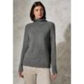 Strickpullover CECIL, Damen, Gr. L (42), flint grau melange, Web, 37% Baumwolle, 34% Polyacryl, 26% Polyester, 3% Elasthan, unifarben, casual, gerade normal, hoch geschlossener Ausschnitt, Langarm Bündchen, Pullover, im Melange Look