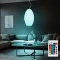 Hängeleuchte Pendellampe Pendelleuchte Schirmleuchte, Fernbedienung dimmbar Memory Funktion, Metall Glas gestreift weiß opal nickel matt, rgb led