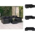 Gartenmöbel-Sets - Living 2-tlg. Garten-Lounge-Set mit Kissen Schwarz Poly Rattan - Schwarz