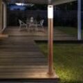 Globo Lighting - Stehleuchte Außenleuchte Gartenlampe Standleuchte Wegelampe Terrasse IP44, Edelstahl holzoptik, 1x E27 Fassung, DxH 12,7x110 cm