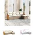 5-tlg. Garten-Sofagarnitur mit Kissen Beige Poly Rattan - Gartenmöbel-Sets - Beige - The Living Store