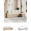 5-tlg. Garten-Sofagarnitur mit Kissen Beige Poly Rattan - Gartenmöbel-Sets - Beige - The Living Store