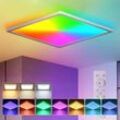 LED-Deckenleuchte rgb Dimmbar mit Fernbedienung, 24W 2400LM Farbwechsel-Funktion, Modernes Quadratisches Weißes Panel für Wohnzimmer Schlafzimmer