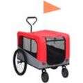 Vidaxl - 2-in-1 Fahrradanhänger für Hunde und Buggy Rot und Grau