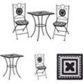 3-tlg. Bistro-Set Mosaik Keramik Schwarz und Weiß - Gartenmöbel-Sets - Schwarz - The Living Store