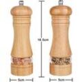 2er-Set Salz- und Pfefferstreuer aus Holz, verstellbar mit Keramik-Gewürzmühle, 6 Zoll - Ahlsen