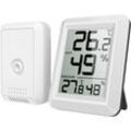 Memkey - Innen- und Außenthermometer, vernetztes Thermometer mit kabellosem Außensensor, digitales Hygrometer-Thermometer mit großem LCD-Bildschirm,