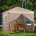 Pavillon 3 x 3 m mit 4 Seitenteile, Faltpavillon Pop Up Pavillon Faltbar - mit 4 Sandsäcke - Wasserdicht Stabil Winterfest, Khaki - Sekey