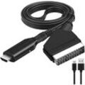 SCART-zu-HDMI-Konverter, Scart-zu-HDMI-Adapter für Fernseher, Scart-zu-HDMI, für Full-HD-Fernseher 720P/1080P, Audio-Video für Sky Blu-Ray-Player stb