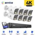 ANNKE 4K Überwachungskamera Set Aussen, 8CH NVR 8×Kamera Intelligente Dual Licht,2 Wege Audio,Nachtsicht,Bewegungserkennung, Videoüberwachungs Set