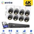 Annke - 4K Überwachungskamera Set PoE Aussen,8CH nvr 8 ip Kameras,Intelligente Dual Licht,Nachtsicht,2 Wege Audio, E-Mail Alarm, Videoüberwachungsset