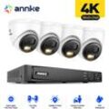 Annke - 4K Überwachungskamera Set PoE Aussen,8CH nvr 4 ip Kameras,Intelligente Dual Licht,Nachtsicht,2 Wege Audio, E-Mail Alarm, Videoüberwachungsset