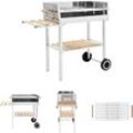 The Living Store - xxl Holzkohlegrill Grillwagen mit 2 Regalen Edelstahl - Grills - Silber