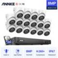 Annke - sannce Système de vidéosurveillance pour la maison 16 canaux 1080P avec 8 caméras noires et 8 caméras blanches – disque dur de 2 tb