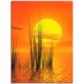 Wandbild ARTLAND "Sonnenuntergang mit Schilf" Bilder Gr. B/H: 45cm x 60cm, Leinwandbild Sonnenaufgang & -untergang,, orange als Leinwandbild, Poster, Wandaufkleber in verschied. Größen