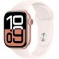 Smartwatch APPLE "Watch Series 10 Aluminium", rosa (rosa, rosegold), Smartwatches, 42mm, ohne eSIM, M/L, Sport Band, Topseller