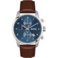 Chronograph BOSS "Skymaster, 1513940" Armbanduhren braun (dunkelbraun) Herren Quarzuhr, Herrenuhr, Armbanduhr, Stoppfunktion, Lederarmband