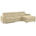 Ecksofa HOME AFFAIRE "Sentrano, L-Form", beige (creme), B:275cm H:82cm T:164cm, NaturLEDER/Kunstleder (Das Leder hat eine Dicke von 0, 9-1, 0 mm), Kunstleder, Webstoff (95% Polyester, 5% Nylon), Struktur fein (95% Polyester, 5% Nylon), Sofas, 275 cm, man. o. elektr. Relaxfunktion und USB/Kopfverstellung