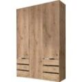 Kleiderschrank WIMEX "Level by fresh to go", braun (plankeneichefarben), B:150cm H:236cm T:58cm, Schränke, mit Schubladen