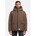 Winterjacke KHUJO "Gero-YM" Gr. L (52), grau (taupe), Herren, Material: 85% Polyester, 15% Baumwolle, Futter: 100% Polyester, Wattierung: 100% Polyester, Jacken, Warme Herren Outdoorjacke mit Kapuze