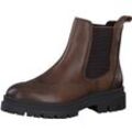 Chelseaboots MARCO TOZZI Gr. 39, braun (cognac used), Damen, Leder, Elastischer Einsatz, Lyralochung, unifarben, Schuhe, Boots, Stiefelette, Chunky Boots mit modischer Lyralochung