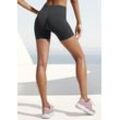 Funktionsshorts LASCANA "Po Push Up" Gr. XS (32/34), N-Gr, schwarz, Damen, Rippware, Obermaterial: 91% Polyamid, 8% Elasthan, 1% Polyester, unifarben, Hosen, mit Rippstruktur und Shapingeffekt, Sportshorts