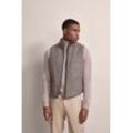 Kurzweste BUGATTI, Herren, Gr. 56, grau (taupe), 50% Wolle, 30% Polyester, 20% Baumwolle, unifarben, casual, regular fit, ohne Ausschnitt, Westen, mit tonalem Frischgratmuster