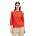 Strickpullover BETTY BARCLAY "Betty Barclay Lochstrick-Pullover mit Strickdetails", Damen, Gr. 36, rot (patch rot, weiß), Strick, Obermaterial: 100% Polyacryl., casual, gerade normal, U-Boot-Ausschnitt, Pullover, Kontraststeppung