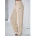 Nickihose VIVANCE Gr. 32/34, N-Gr, beige (creme) Damen Hosen mit glänzendem Schmucksteinchen Wording