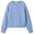 TOM TAILOR Damen Strickpullover mit Pailletten, blau, Uni, Gr. XXL