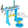 COSTWAY Kinder-Keyboard mit 31 Tasten, tragbares Musikinstrument mit Mehreren Sounds & Lichteffekten, verstellbarem Mikrofon & Hocker, niedliches