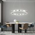 Pendelleuchte Hängelampe Hängeleuchte Esszimmerleuchte Wohnzimmerlampe, Dimmbar Höhenverstellbar, Metall silber, 1x led 33W 2200Lm 3000K, DxH 60x150cm