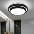 Led Badezimmerleuchte Deckenleuchte Deckenlampe Wohnzimmerlampe Flurleuchte, Metall Acryl schwarz, Bewegungsmelder 1-5m/360°, d 30 cm