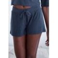 Shorts LASCANA, Damen, Gr. 32/34, N-Gr, blau (blau, meliert), Rippware, Obermaterial: 56% Polyester, 41% Viskose, 3% Elasthan, unifarben, meliert, Basic, Basic kurz, Hosen, Lounge-/ Strickshorts meliert mit Bindeband, Loungewear