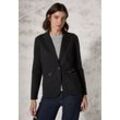 Kurzblazer CECIL, Damen, Gr. L (42), schwarz, Stoff, 80% Polyester, 15% Viskose, 5% Elasthan, unifarben, casual, normal normal, V-Ausschnitt, Langarm Bündchen, Blazer, mit Materialmix