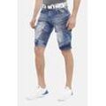 Shorts CIPO & BAXX "Shorts", Herren, Gr. 29, Normalgrößen, blau, 98% Baumwolle;2% Elasthan, unifarben, regular fit kurz, Hosen, mit lässigem Rippenmuster, CK-189