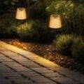 Led Solarlampe Gartendeko Außenlampe Kristallleuchte, amber schwarz Kunststoff, Akku IP44 Erdspieß, 3000K warmweiß, 2er Set, h 60 cm