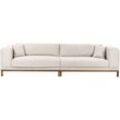 Sofa Beige Stoff 4-Sitzer mit Eukalyptusholz Beinen Modernes Design Gepolstert Gemütlich Couch für Wohnzimmer Möbel