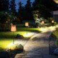 Led Solarlampe Gartendeko Außenleuchte Kristalllampe, amber schwarz Kunststoff, Akku IP44 Erdspieß, 3000K warmweiß, 4er Set, h 60 cm