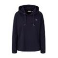 TOM TAILOR Damen Hoodie mit Stickerei und Bio-Baumwolle, blau, Print, Gr. XS