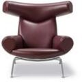 Wegner Ox Chair, brushed steel / leder max 93 indian red