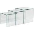 Beistelltisch 3er-Set - gebogenes Glas - minka