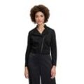 Jackenblazer VERA MONT "Vera Mont Bikerjacke mit Reißverschluss", Damen, Gr. 34, schwarz, Cru00eape, Obermaterial: 87% Polyester, 13% Elasthan. Futter: 100% Polyester., modisch, figurbetont kurz, asymmetrischer Ausschnitt, Langarm, Blazer, Reißverschluss