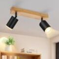 Led Deckenleuchte Deckenstrahler 2 Flammig - Deckenlampe GU10 Holz Schwarz 355° Schwenkbar Küchenlampe Vintage Deckenspots Industrial für Flur Küche