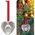 Silber) herzförmige Engelsflügel, Weihnachtsbaum-Anhänger, DIY-Weihnachtsdekorationszubehör, Andenken-Fotoornamente - Ej.life