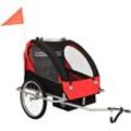 2-in-1 Fahrradanhänger und Kinderwagen Schwarz und Rot Vidaxl